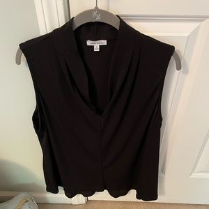 White Birch Classy! V Neck Black Sleeveless Blouse/Tank, Size XL